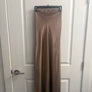 Show Me Your Mumu Taylor Tube Maxi Dress Strapless Dune Luxe Satin